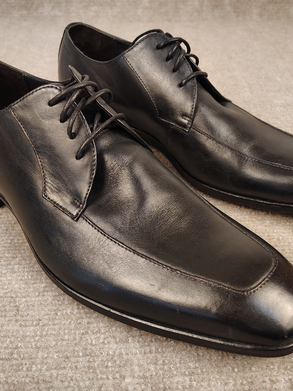 $275 Men's Hugo Boss Black Dress Leather Shoes Lace Up Size 11.5 US